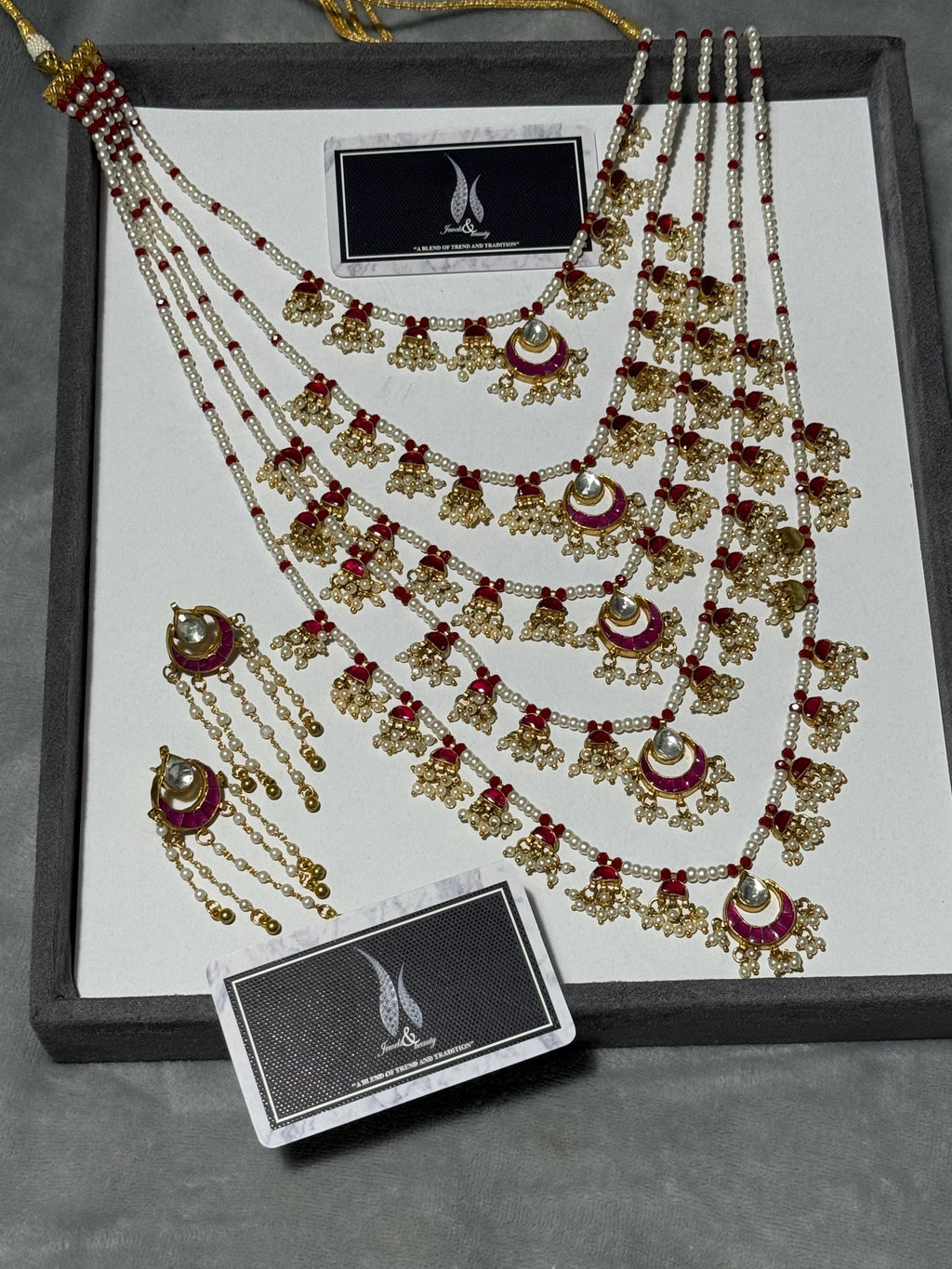 Kundan Ruby & Pearl Bridal Necklace Set | Indian Rani Haar