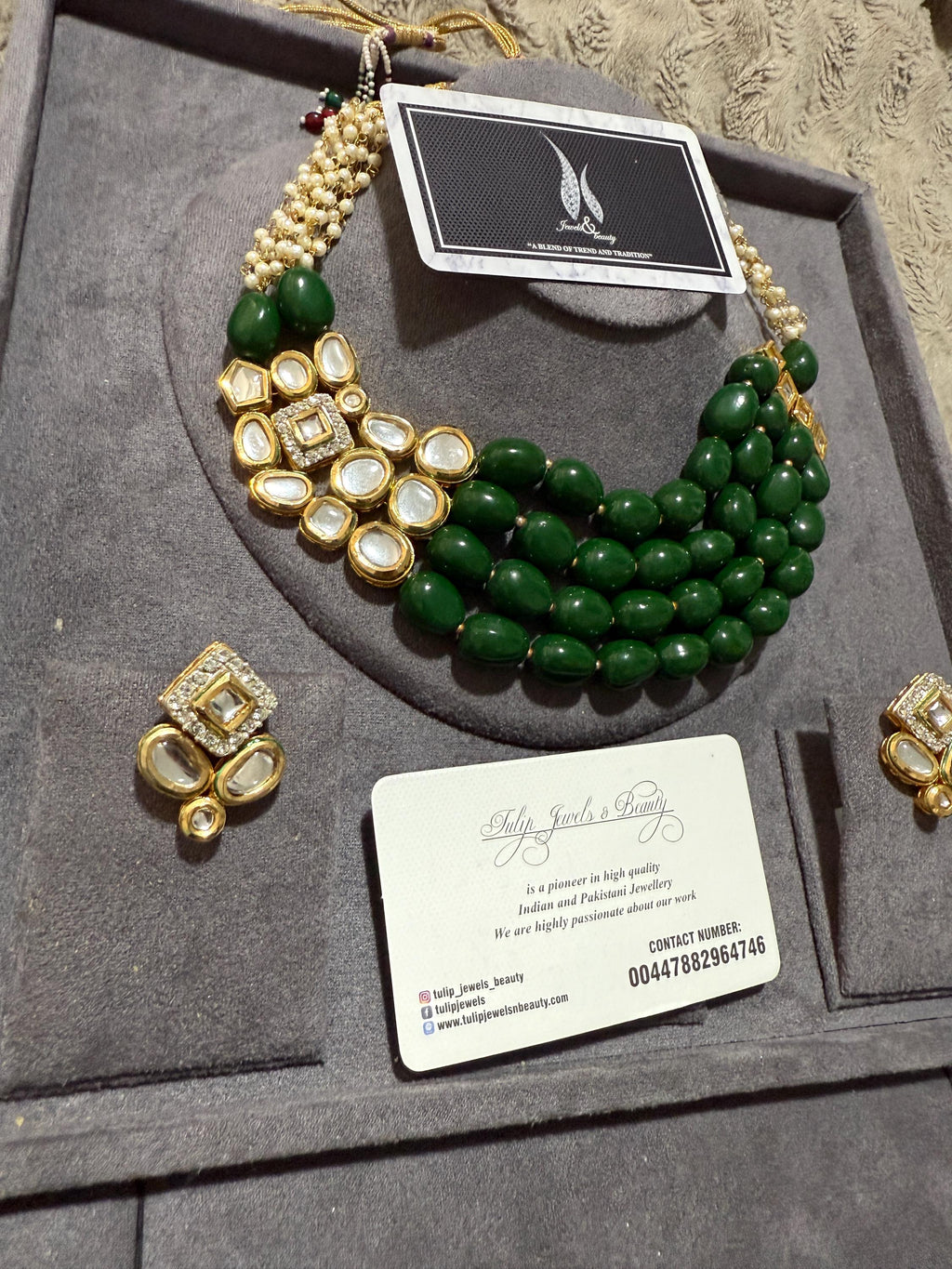 Kundan Choker Necklace Set: Green Beads, Traditional Indian Bridal Jewelry