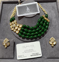 Kundan Choker Necklace Set: Green Beads, Traditional Indian Bridal Jewelry