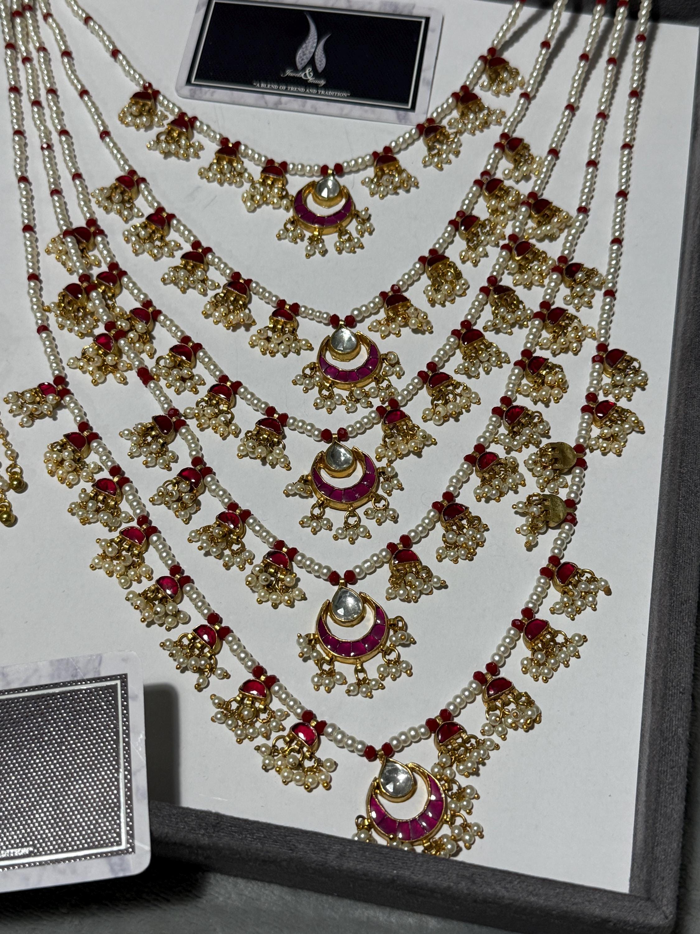 Kundan Ruby & Pearl Bridal Necklace Set | Indian Rani Haar