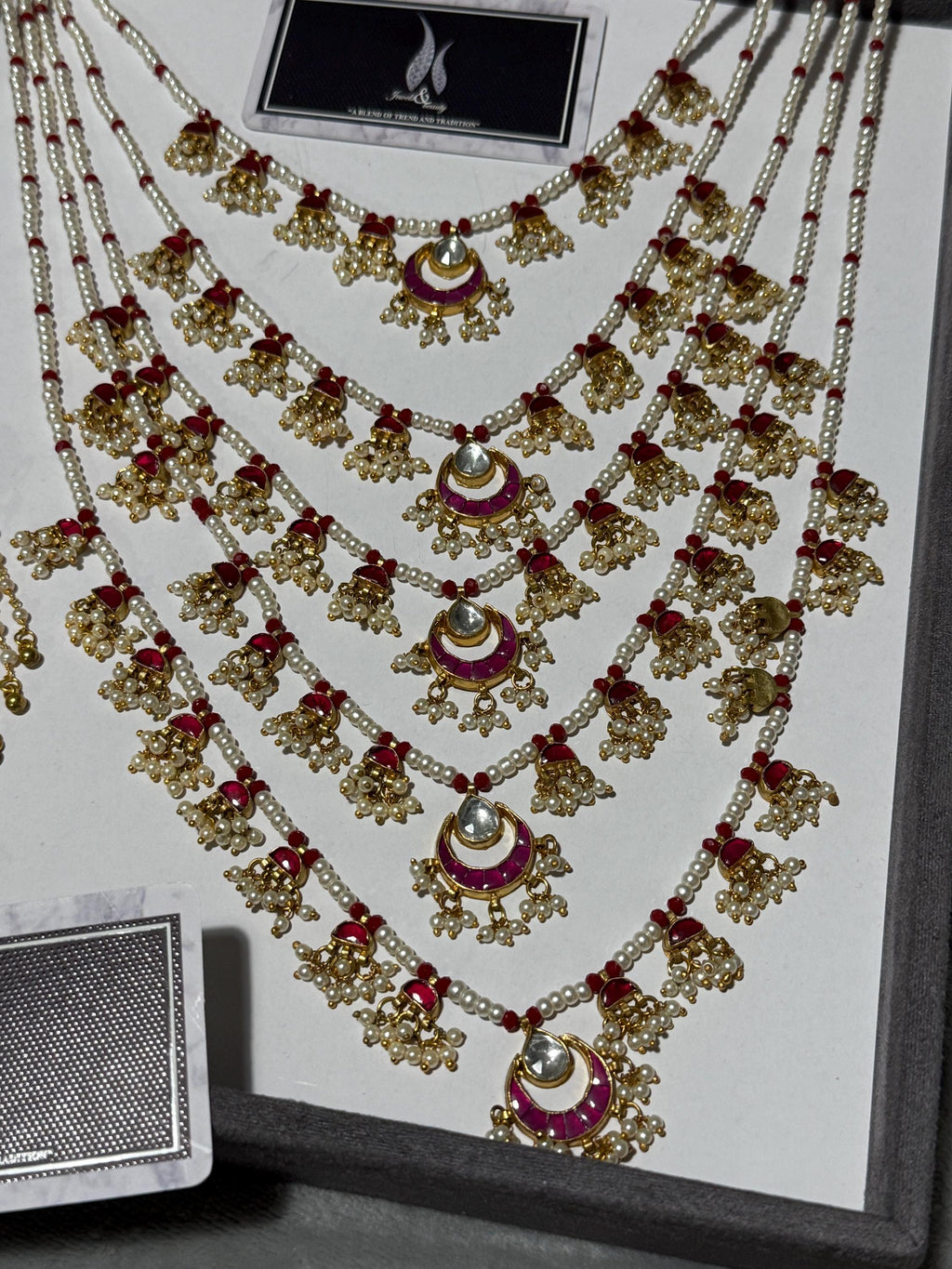 Kundan Ruby & Pearl Bridal Necklace Set | Indian Rani Haar