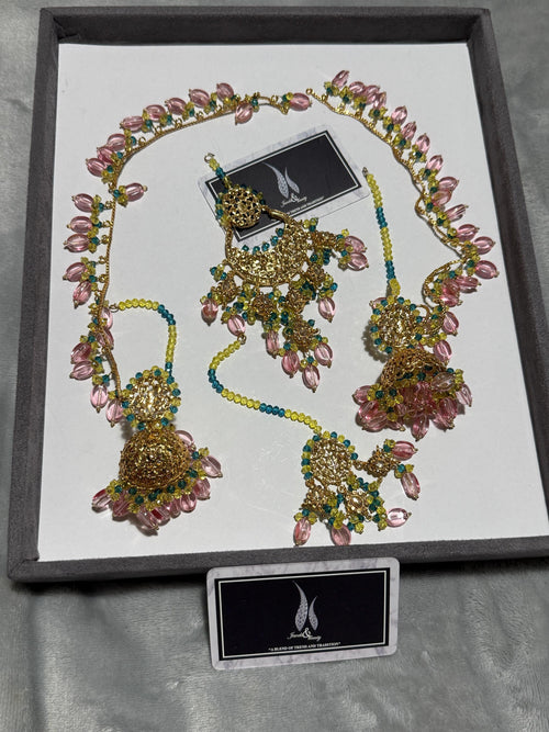 Gold Plated Hyderabadi Jhumka Set: Indian Pakistani handmade jadu Jewelry