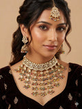 Polki choker jhumki and tikka set antique polish, Indian jewelry Pakistani jewellery  Jhumki Earrings,
