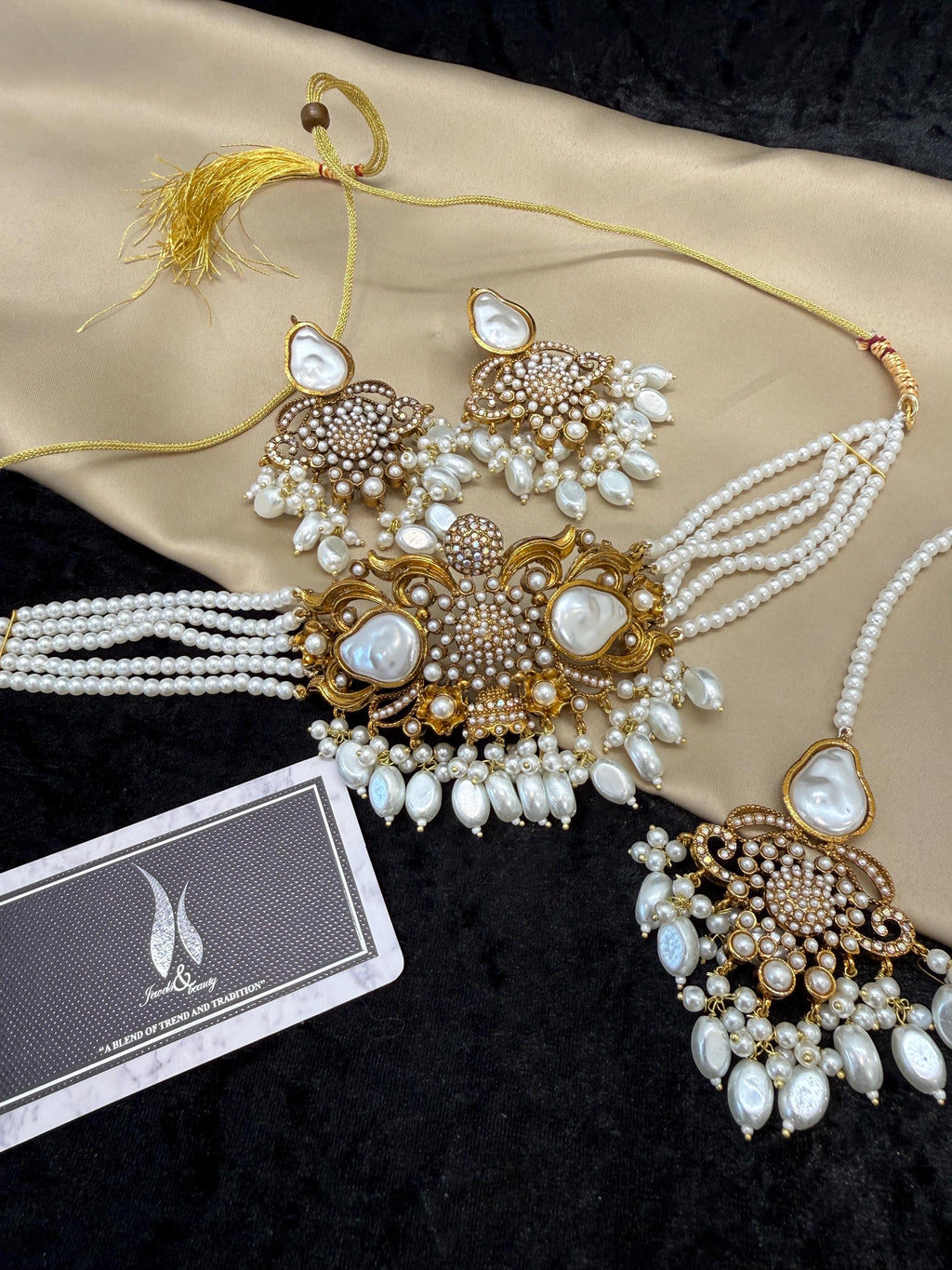Gold Antique Polish choker Set, Indian Jewelry, Pakistani bridal Jewellery set