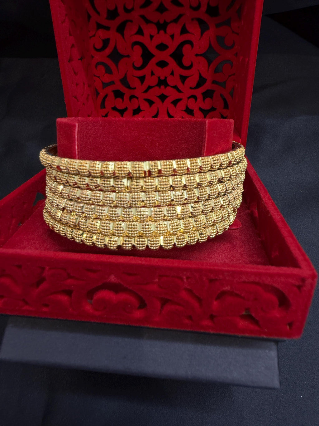 Gold Plated Bridal Bangles: Pakistani Indian Wedding Jewelry, Set of 6