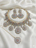 Pink Kundan Bridal Set | Pakistani Wedding Jewelry Set | Necklace Earrings Tikka Set | Indian Bridal Jewelry | Indian Wedding Jewelry